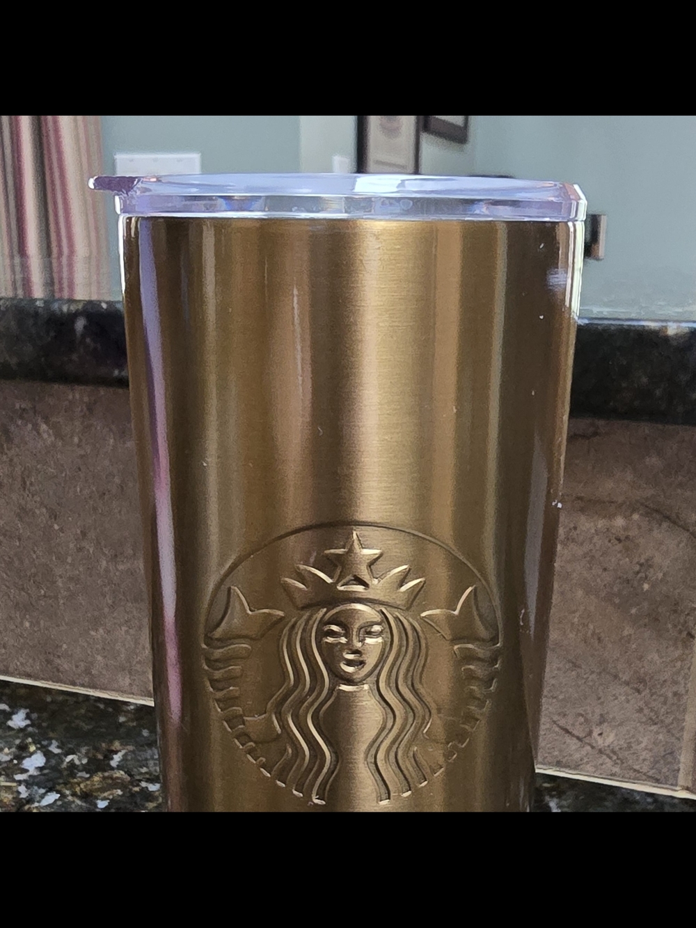 STARBUCKS Gold Tumbler Stainless Steel With Clear Lid